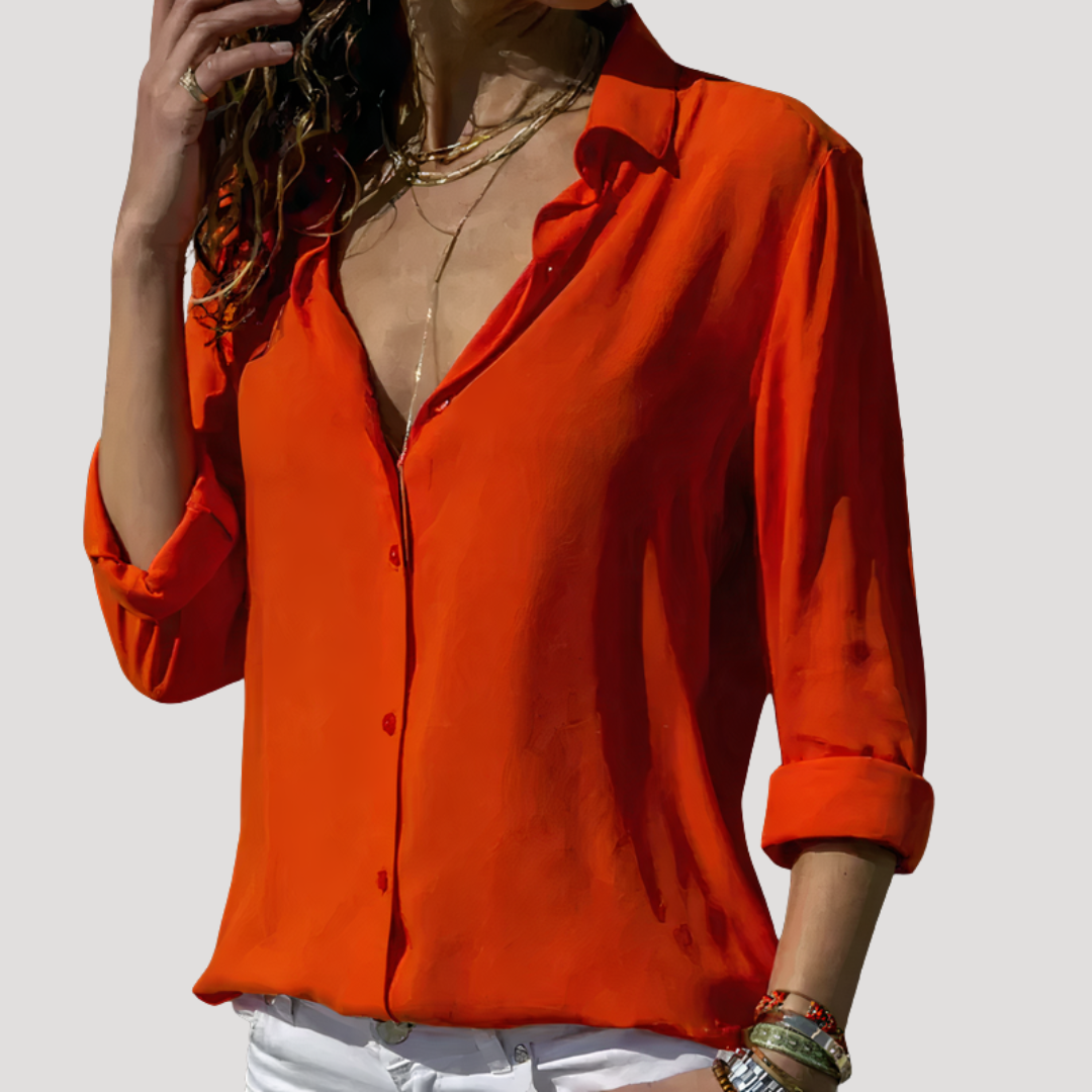 Women's shirt blouse | Long sleeves, button-up | Multicolored