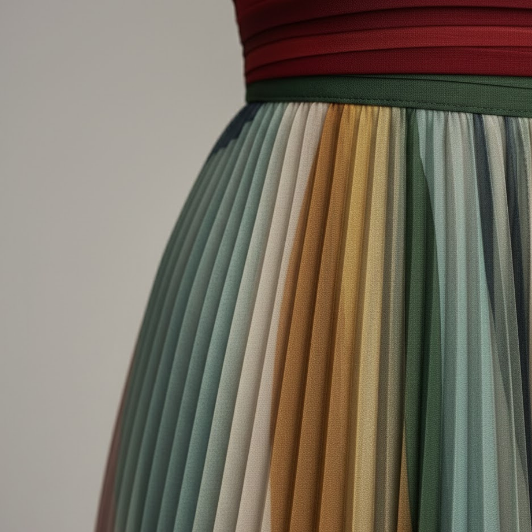 Women's Maxi Dress | Off-Shoulder Pleats | Multicolor
