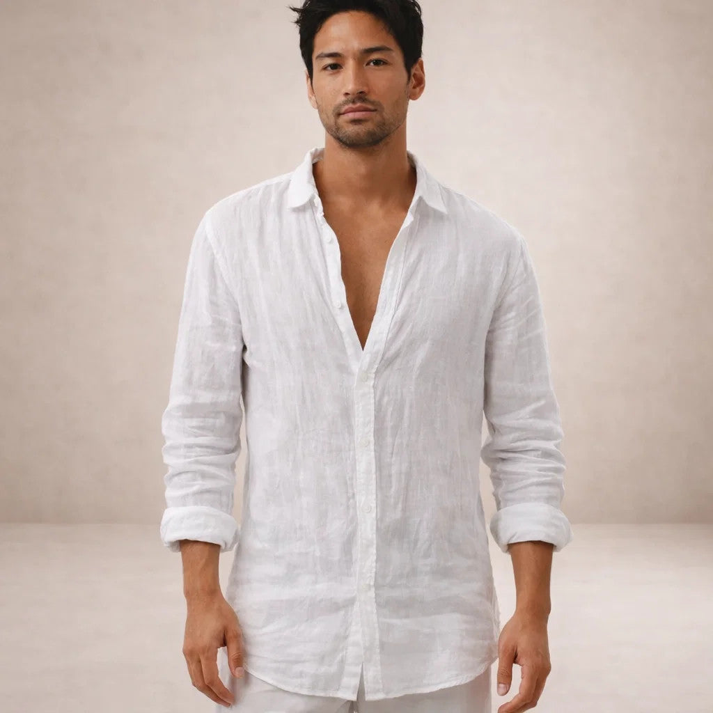 Men's shirt – regular fit, open collar, long sleeves