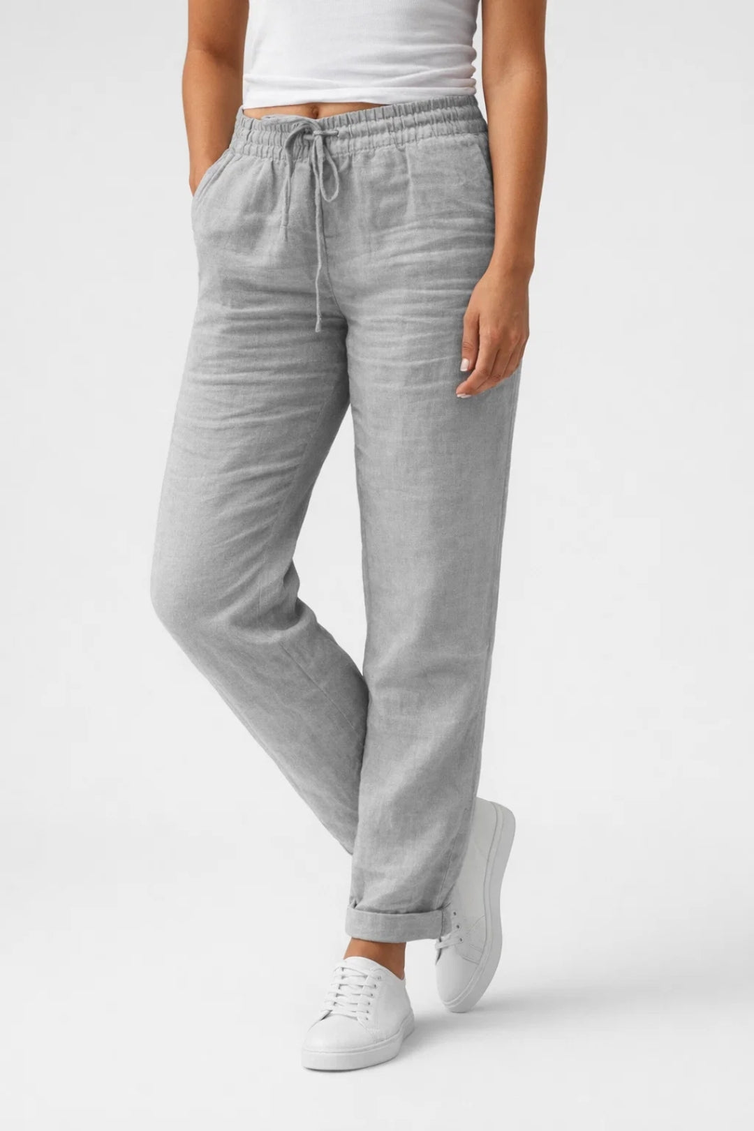 Women's pants | Straight leg, drawstring | Summer casual