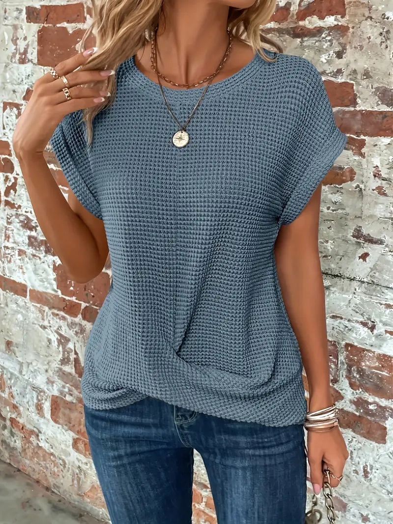 Women's T-shirt | Round neckline, batwing sleeves | Shaped hem
