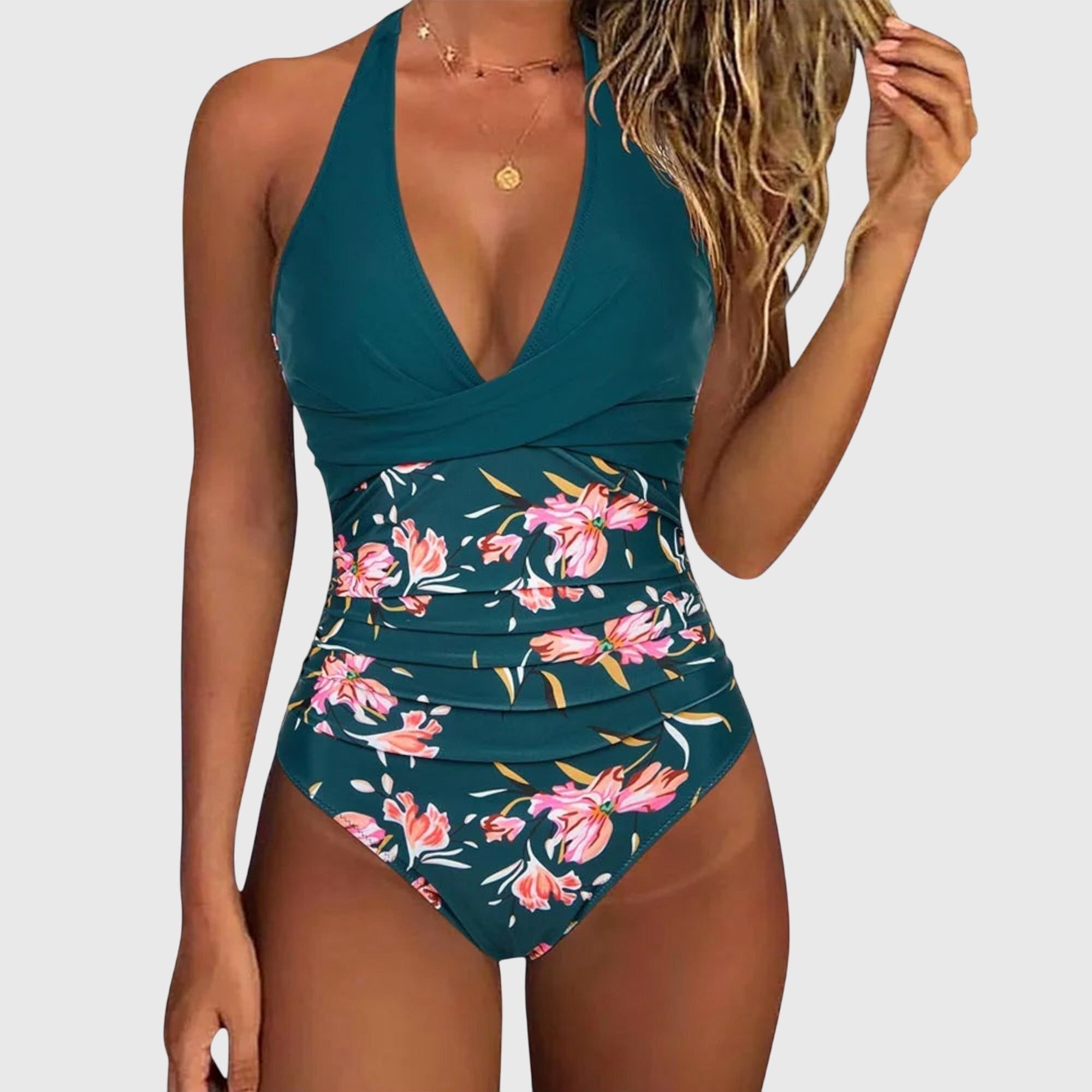 Women's Swimsuit | V-Neckline, Shaping | Floral Print, Halterneck