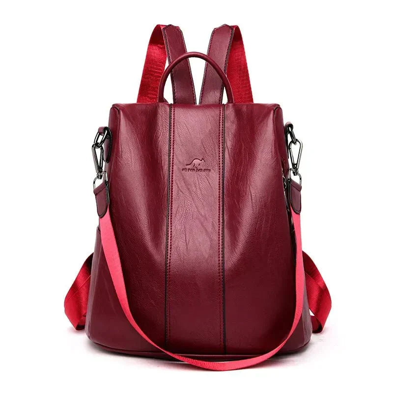Women's leather backpack bag | PU leather, secure closure | Soft shoulder straps