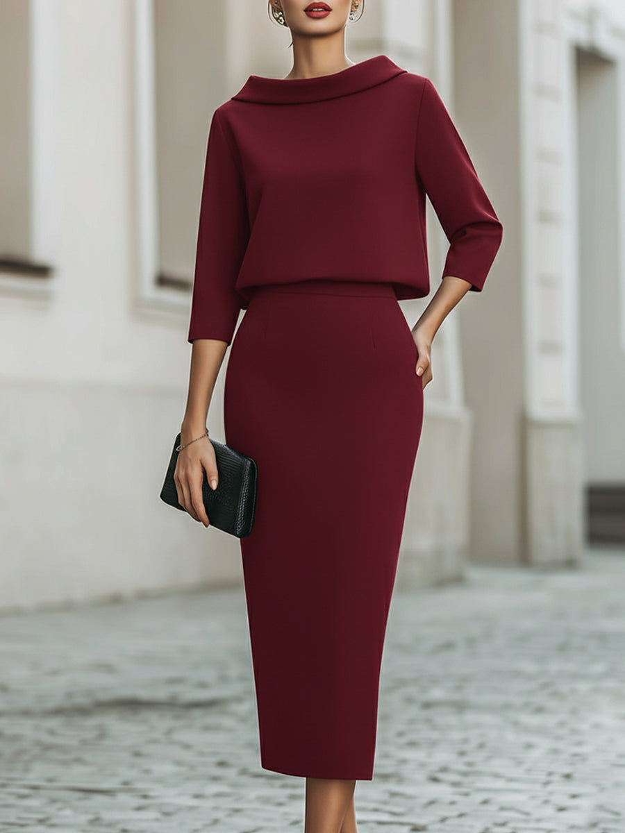 Women's Skirt Suit | 2-Piece, Midi Skirt | Elegant Office Outfit