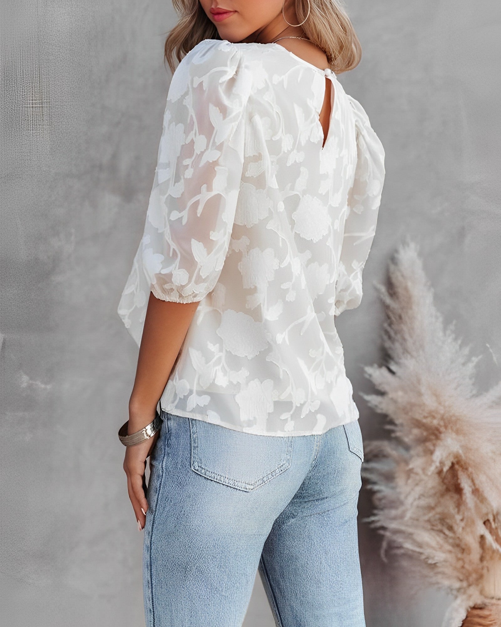 Chiffon Blouse | Women's, Puff Sleeves | Light, Elegant Blouse