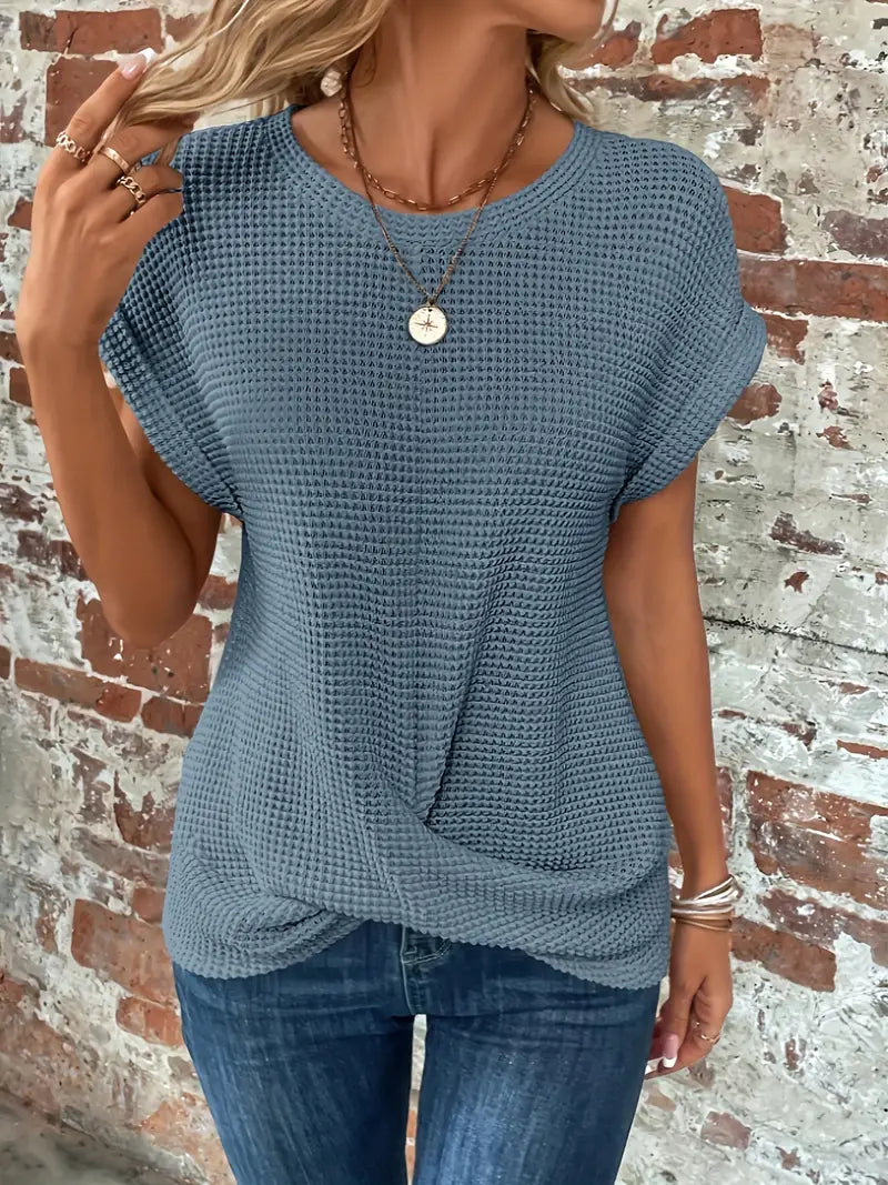 Women's T-shirt | Round neckline, batwing sleeves | Shaped hem