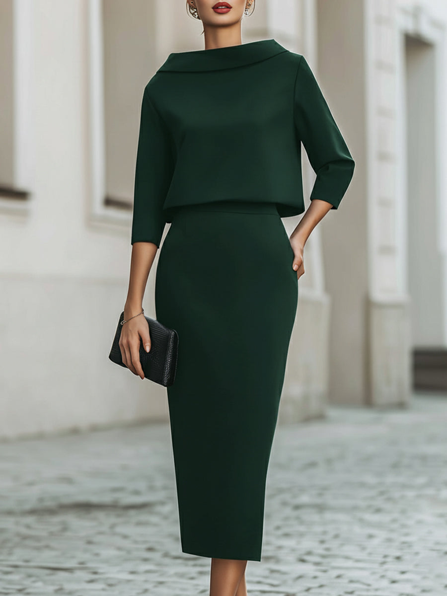 Women's Skirt Suit | 2-Piece, Midi Skirt | Elegant Office Outfit