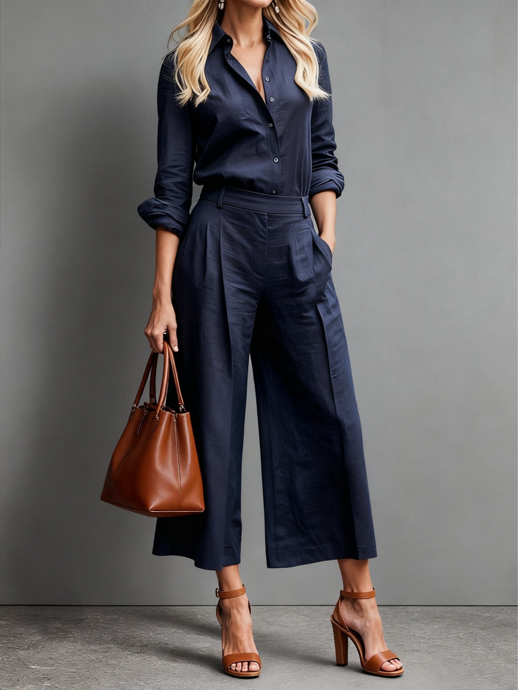 Women's shirts and high-waisted wide pants | Set