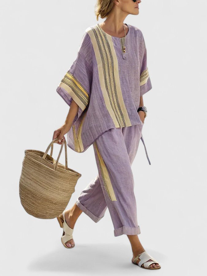 Women's Linen Blend Loungewear Set | Loose Fit, Summer Style