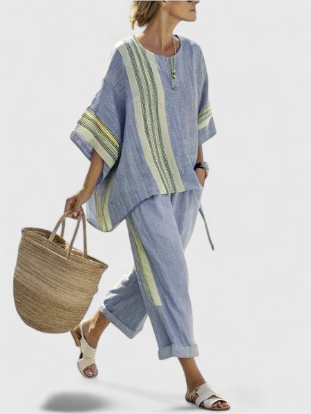 Women's Linen Blend Loungewear Set | Loose Fit, Summer Style