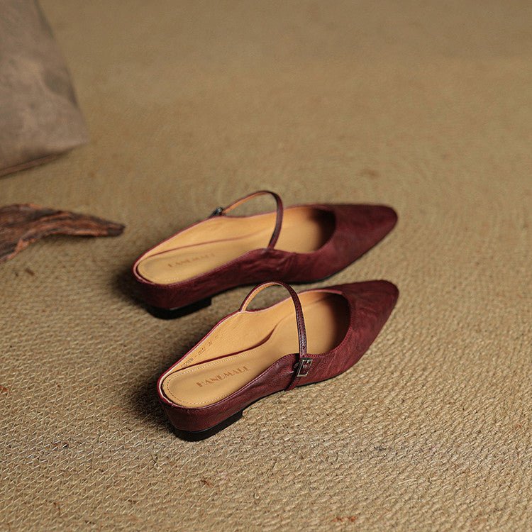 Women's Mary Jane Shoes | Pointed Toe, Leather, Flat Sole