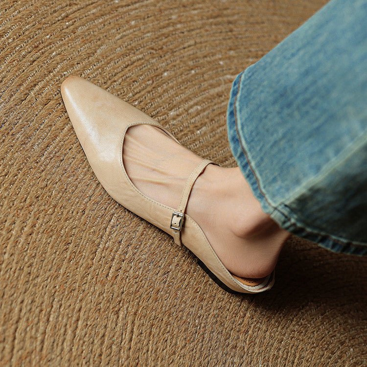 Women's Mary Jane Shoes | Pointed Toe, Leather, Flat Sole