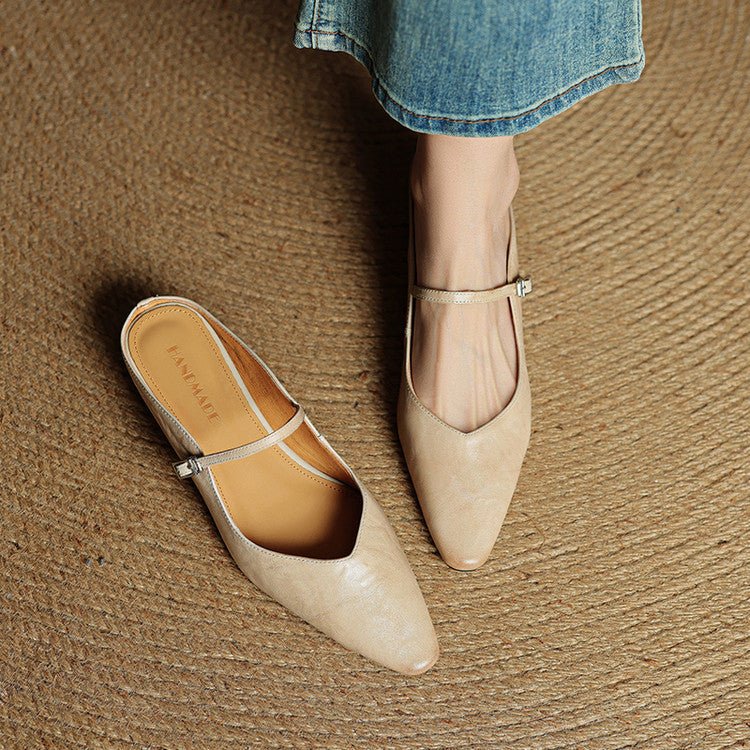 Women's Mary Jane Shoes | Pointed Toe, Leather, Flat Sole