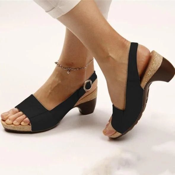 Women's block heel sandals | Adjustable ankle strap | Comfortable