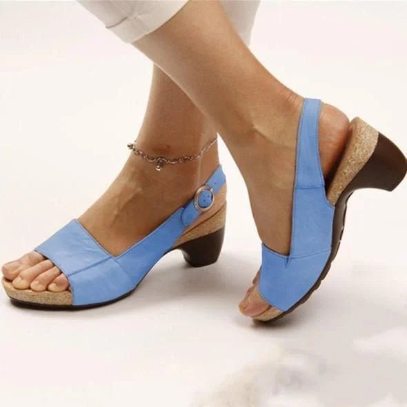 Women's block heel sandals | Adjustable ankle strap | Comfortable