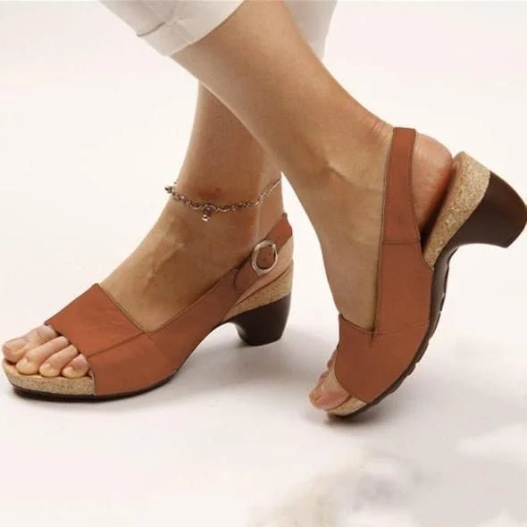 Women's block heel sandals | Adjustable ankle strap | Comfortable