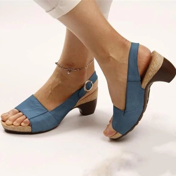Women's block heel sandals | Adjustable ankle strap | Comfortable