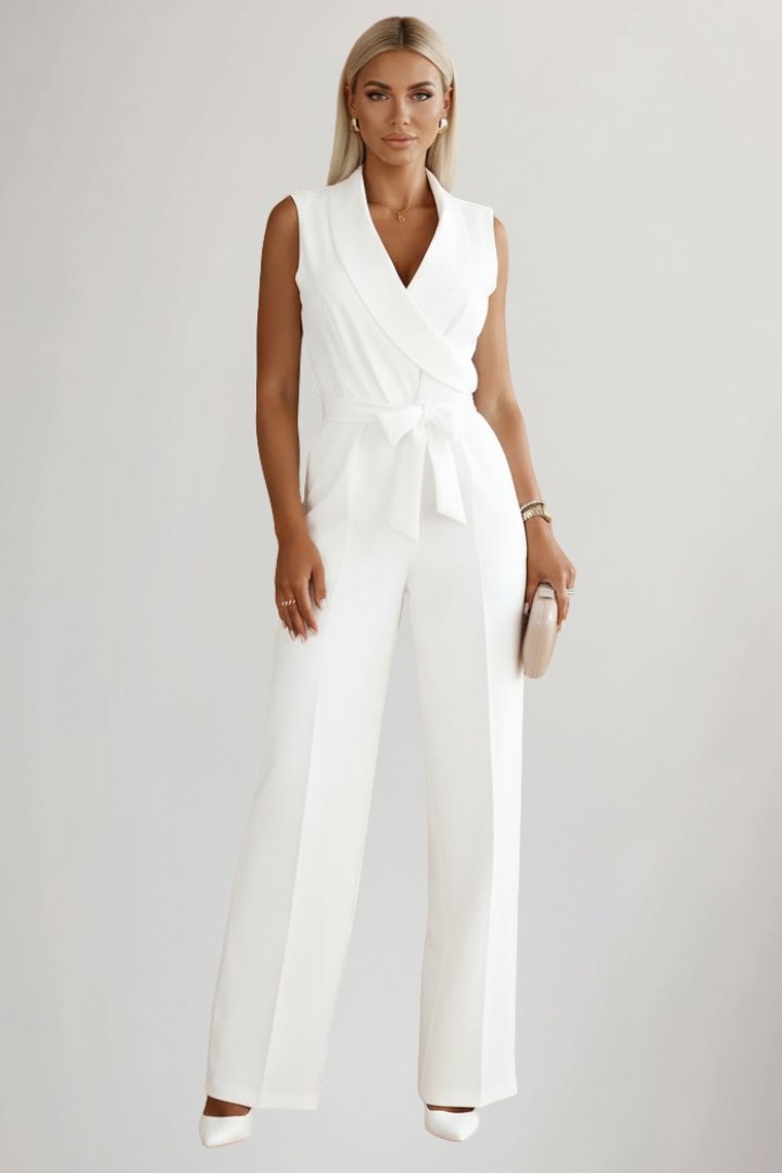 Women's wide-leg pants | Blazer collar, with belt | Elegant