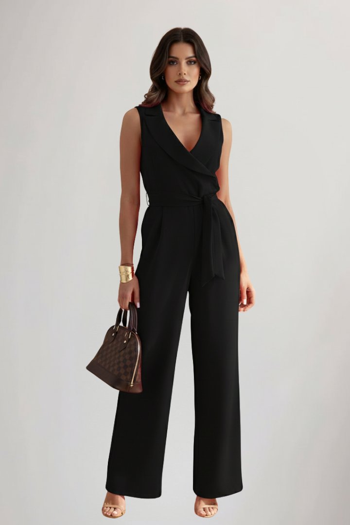 Women's wide-leg pants | Blazer collar, with belt | Elegant