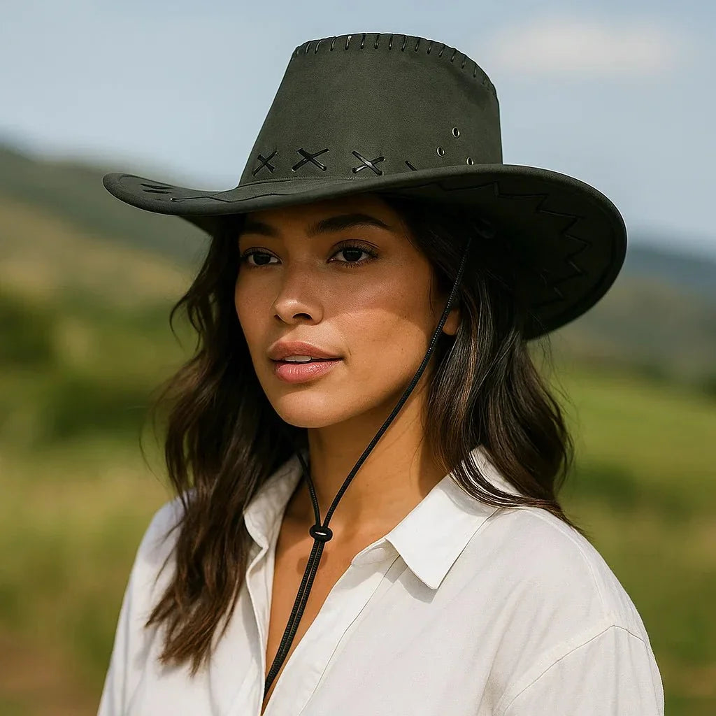 Women's Cowboy Hat | Decorative Stitching, Adjustable