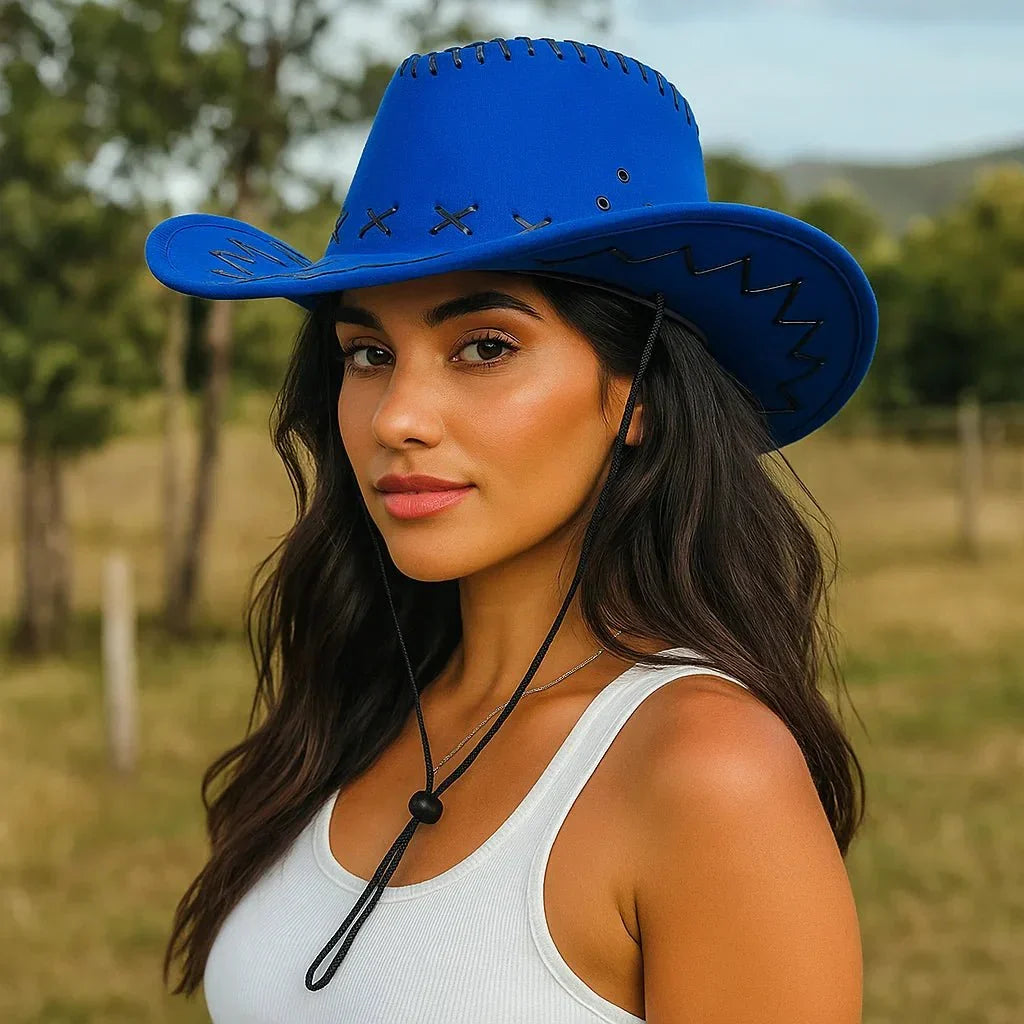 Women's Cowboy Hat | Decorative Stitching, Adjustable
