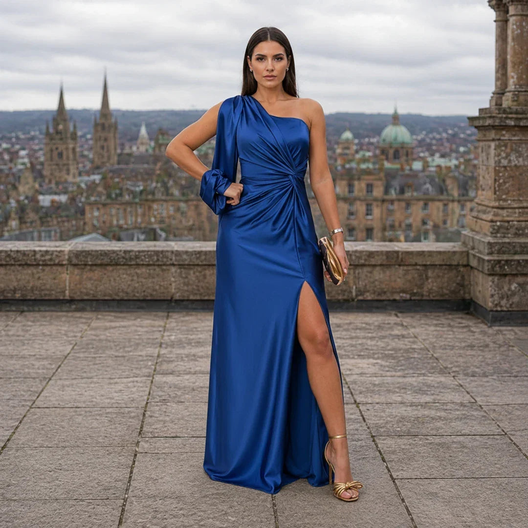 Satin Dress | Asymmetric Design | Elegant One-Shoulder