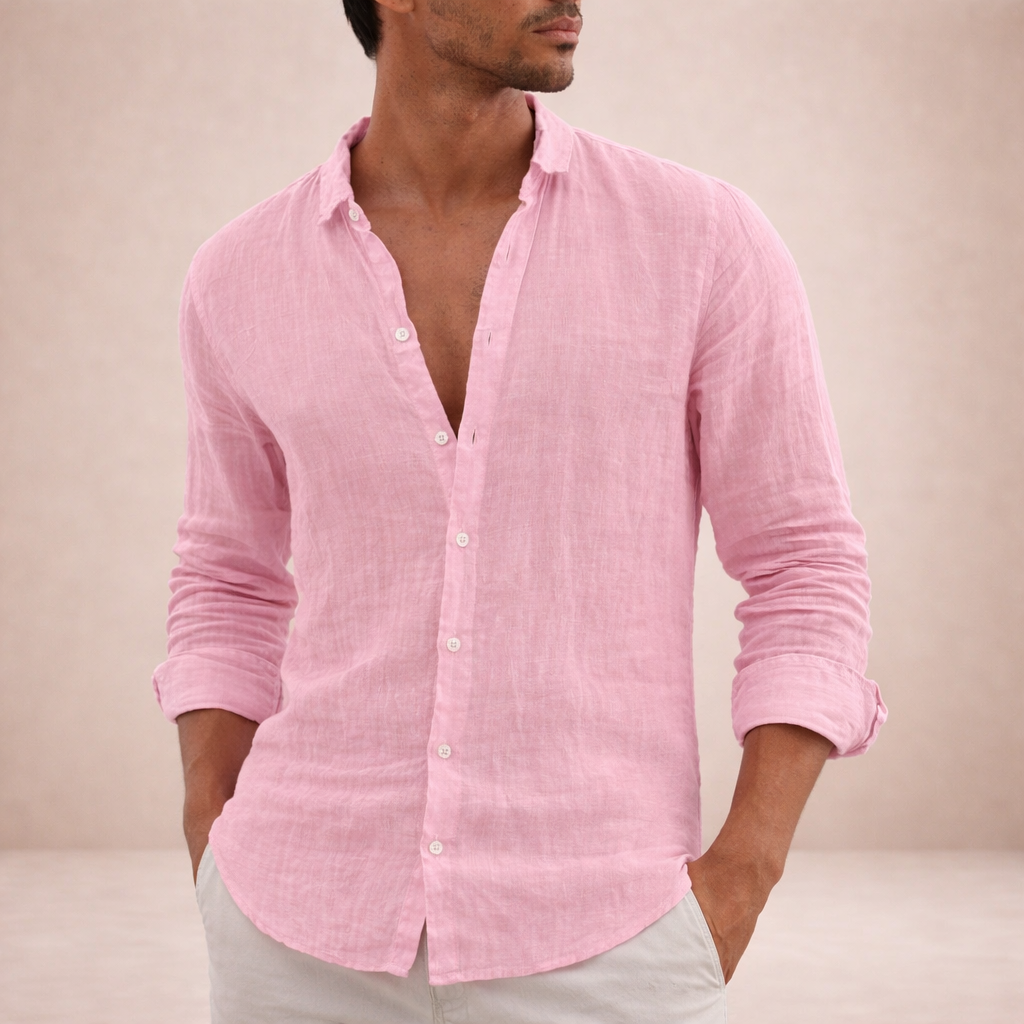 Men's shirt – regular fit, open collar, long sleeves