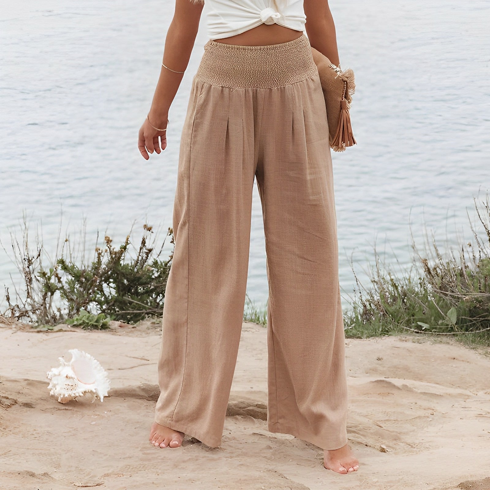 Women's pants with wide legs | High waist, Silky | Comfort