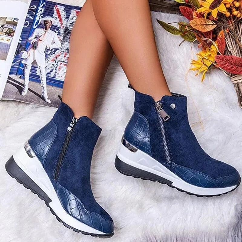 Leather ankle boots for women | Comfortable, with zipper | Platform sole