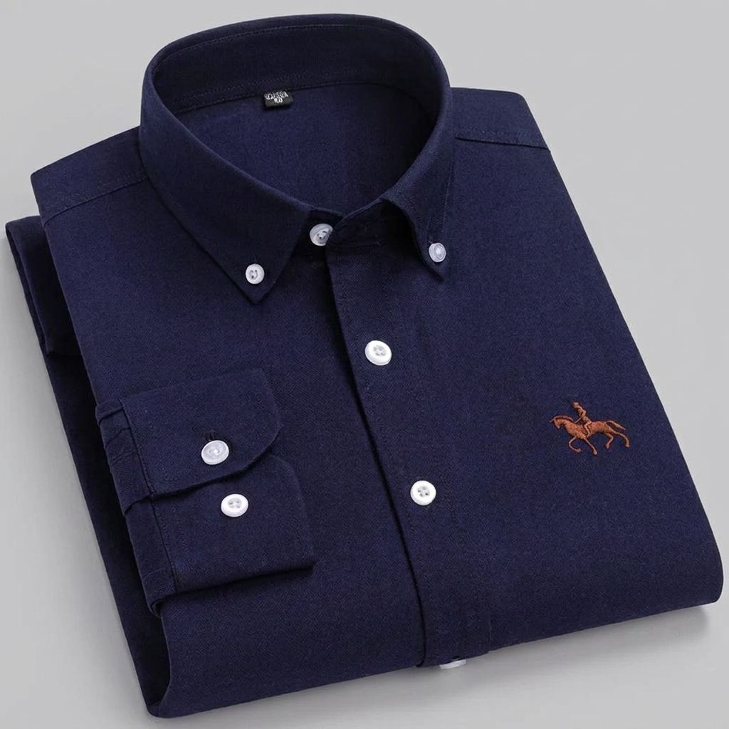 Men's Shirt | Cotton Oxford, Horse Embroidery