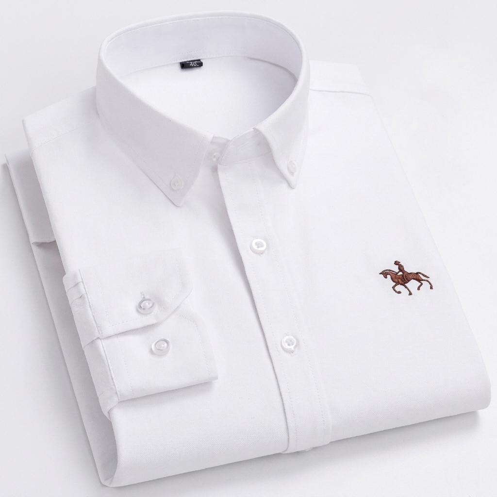 Men's Shirt | Cotton Oxford, Horse Embroidery