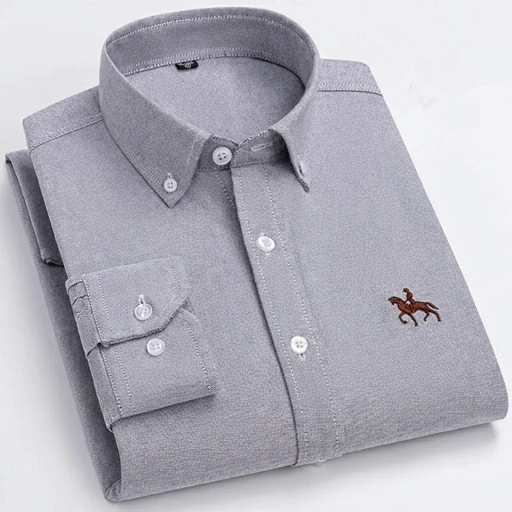 Men's Shirt | Cotton Oxford, Horse Embroidery
