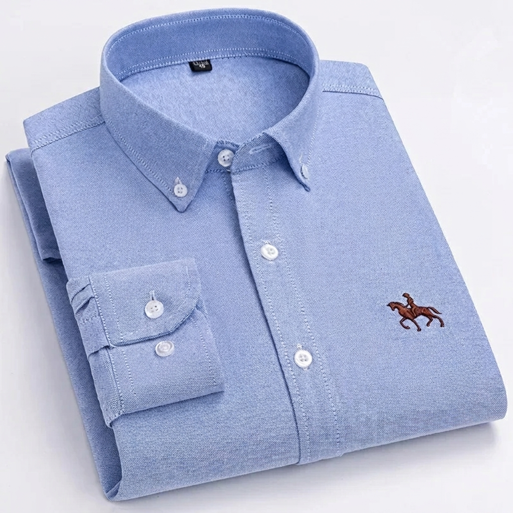 Men's Shirt | Cotton Oxford, Horse Embroidery