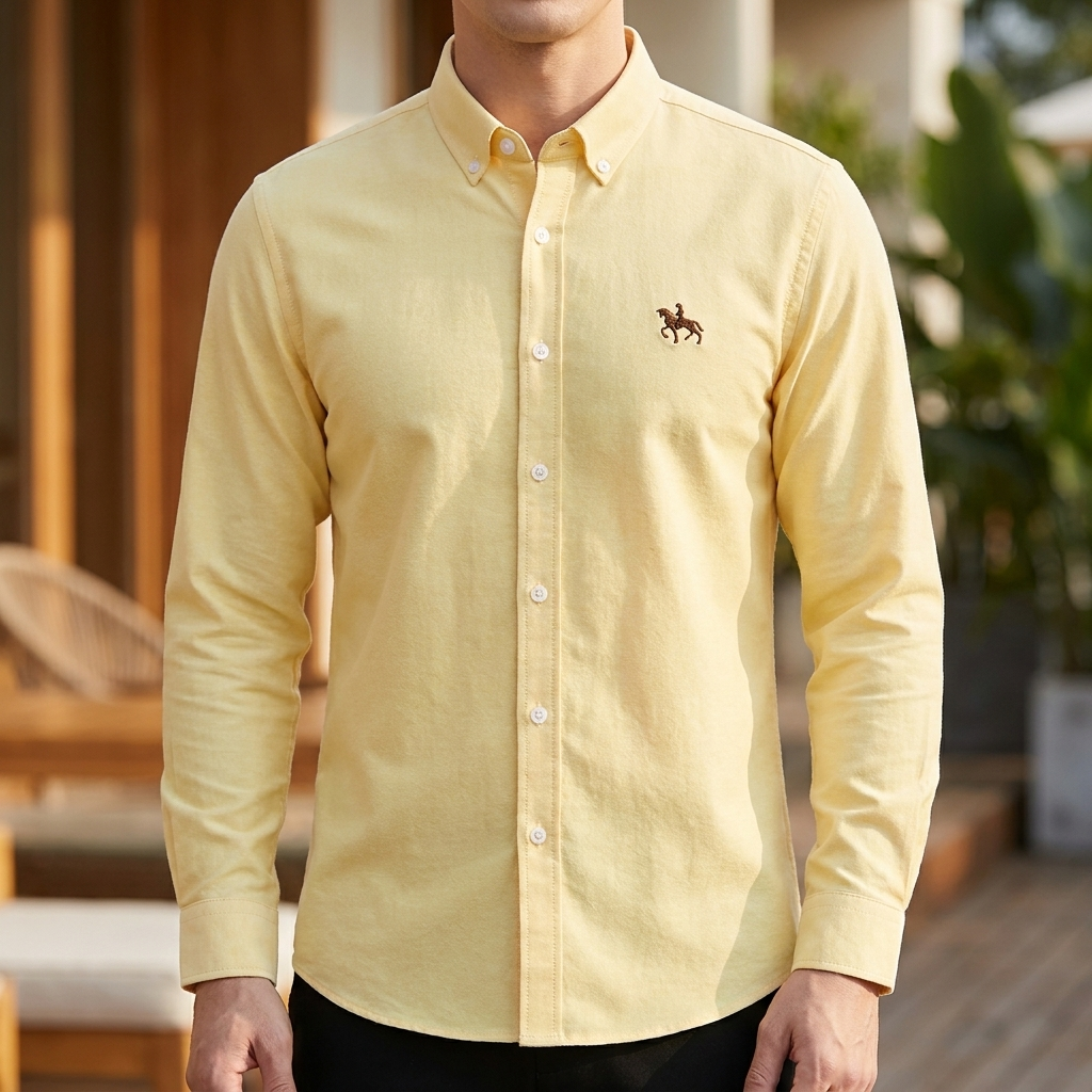 Men's Shirt | Cotton Oxford, Horse Embroidery