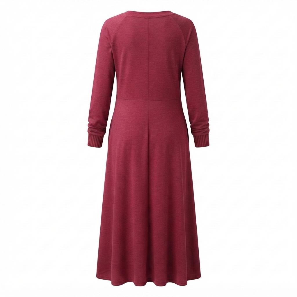 Women's Maxi Dress | V-Neckline, Long Sleeve | Casual Fit