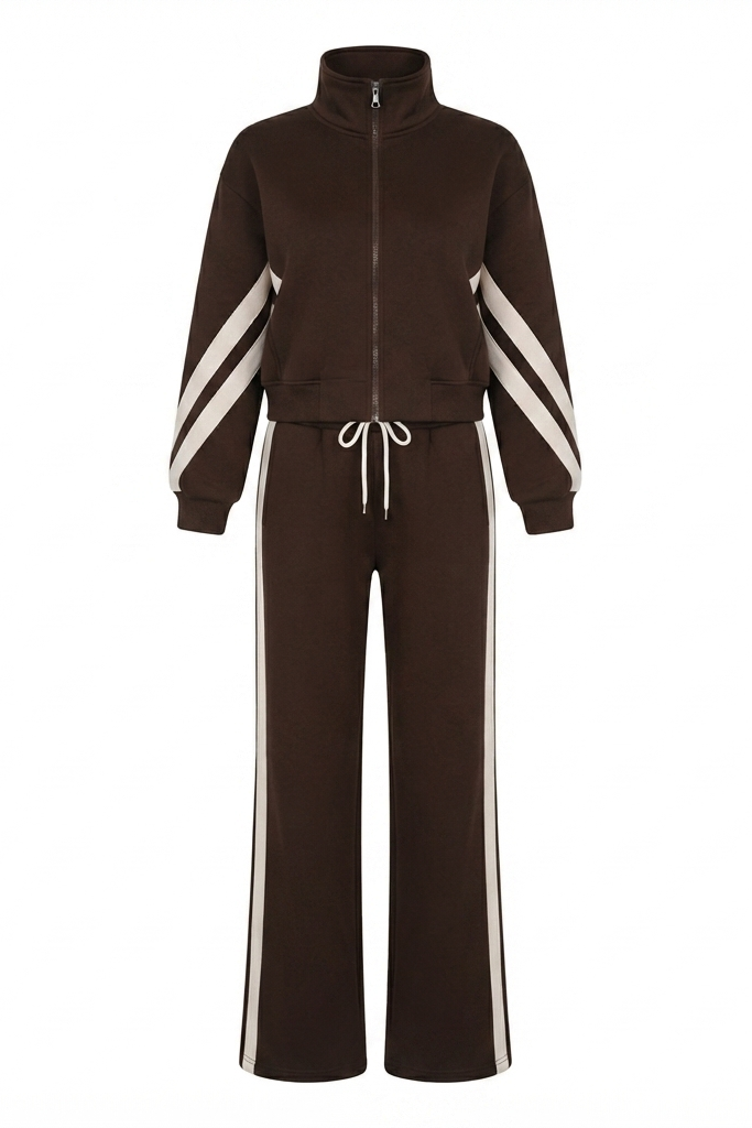 Women's Running Outfit with Stripes | Two-Piece Set | Comfortable Casual Style