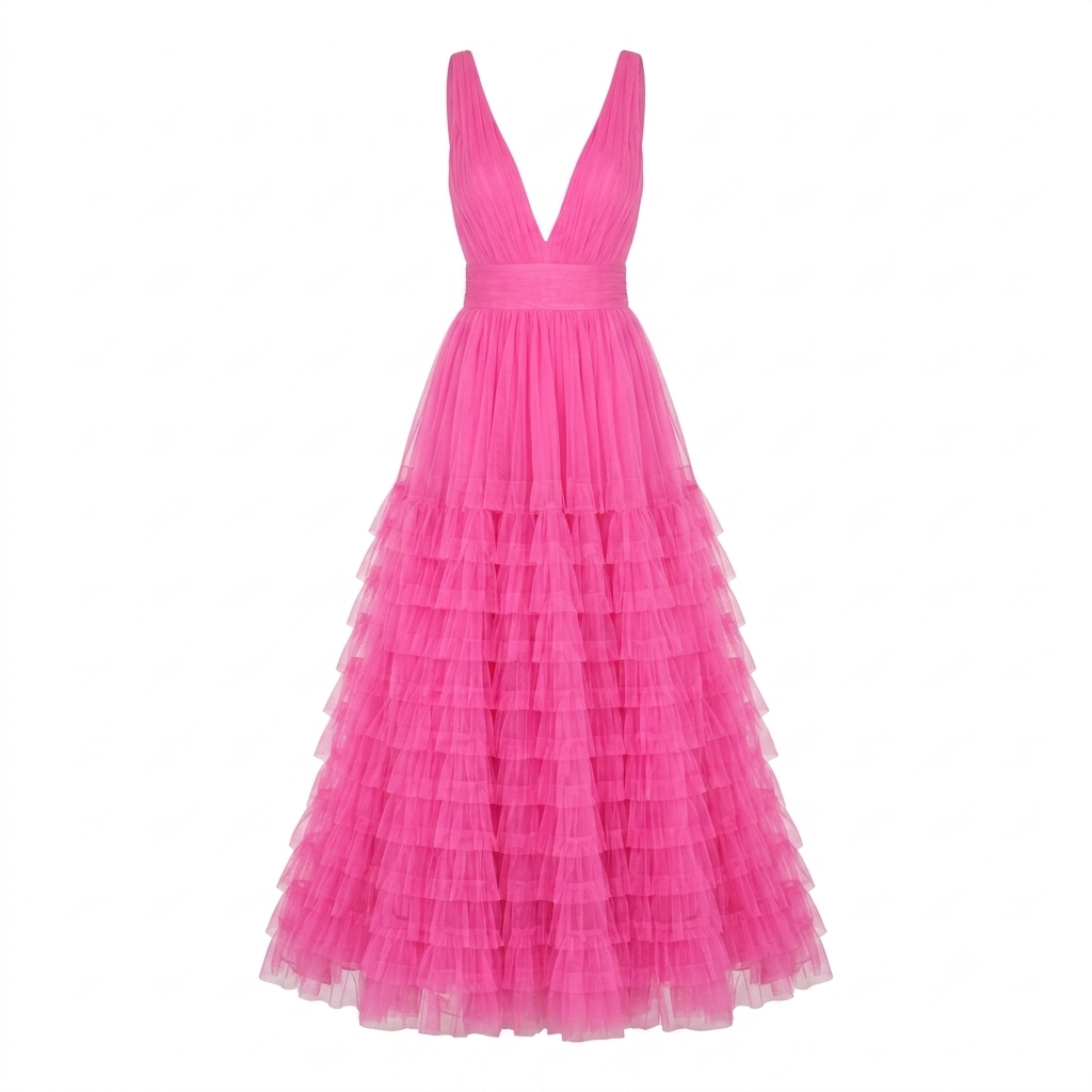 Maxi Dress for Women | Belted, Ruffled Hem | Elegant Party Dress
