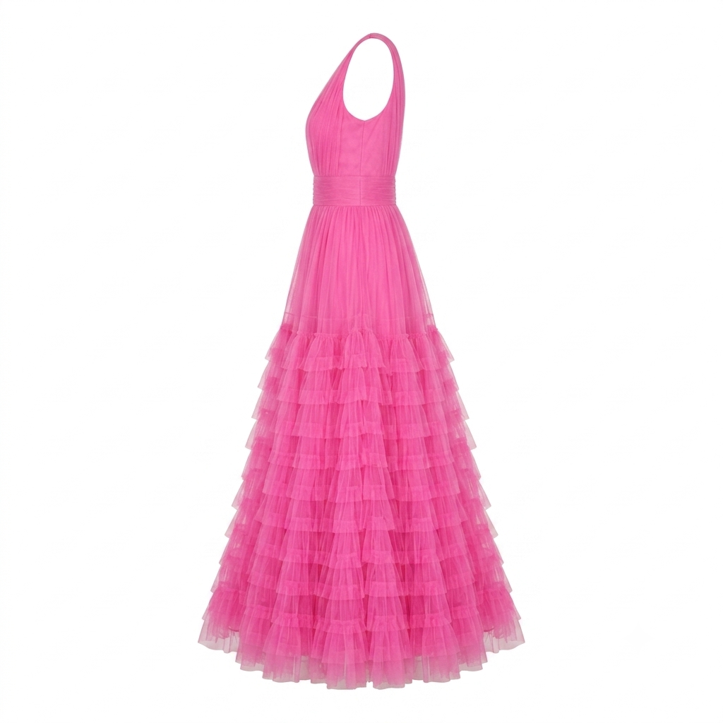 Maxi Dress for Women | Belted, Ruffled Hem | Elegant Party Dress