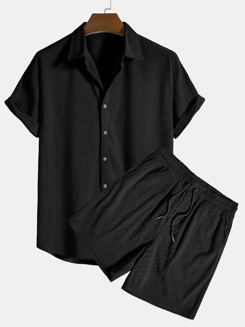 Klaus Textured Set: Short-Sleeve Shirt & Shorts