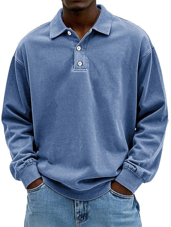 Men's T-Shirts | Long-Sleeve Polo Shirt, Cotton | Vintage Washed, Oversized