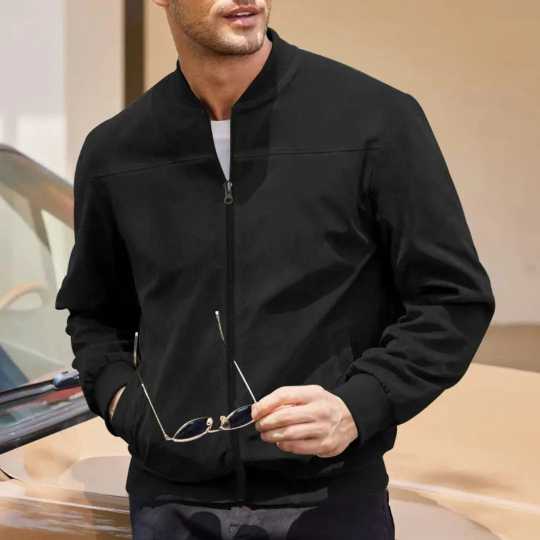 Men's Bomber Jacket | With Ribbed Collar and Side Pockets