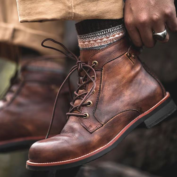 Men's ankle boots | Lace reminder, brown and black