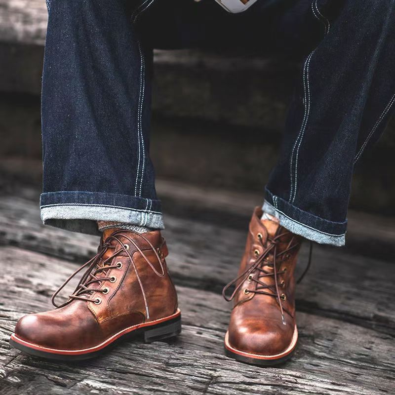 Men's ankle boots | Lace reminder, brown and black