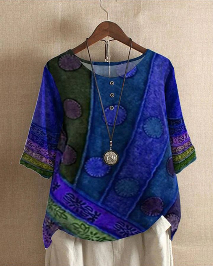 Multicolor Vintage Shirt for Women – Lightweight & Loose Cotton Blouse