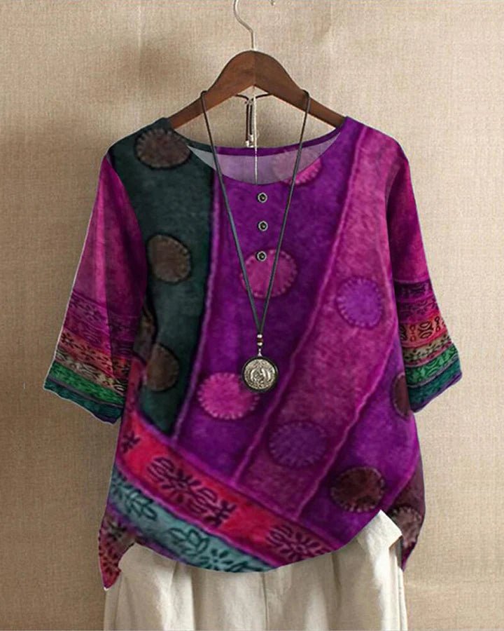 Multicolor Vintage Shirt for Women – Lightweight & Loose Cotton Blouse