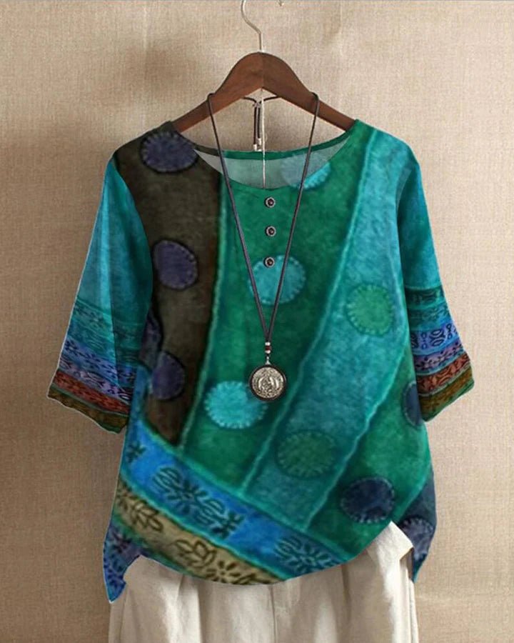 Multicolor Vintage Shirt for Women – Lightweight & Loose Cotton Blouse