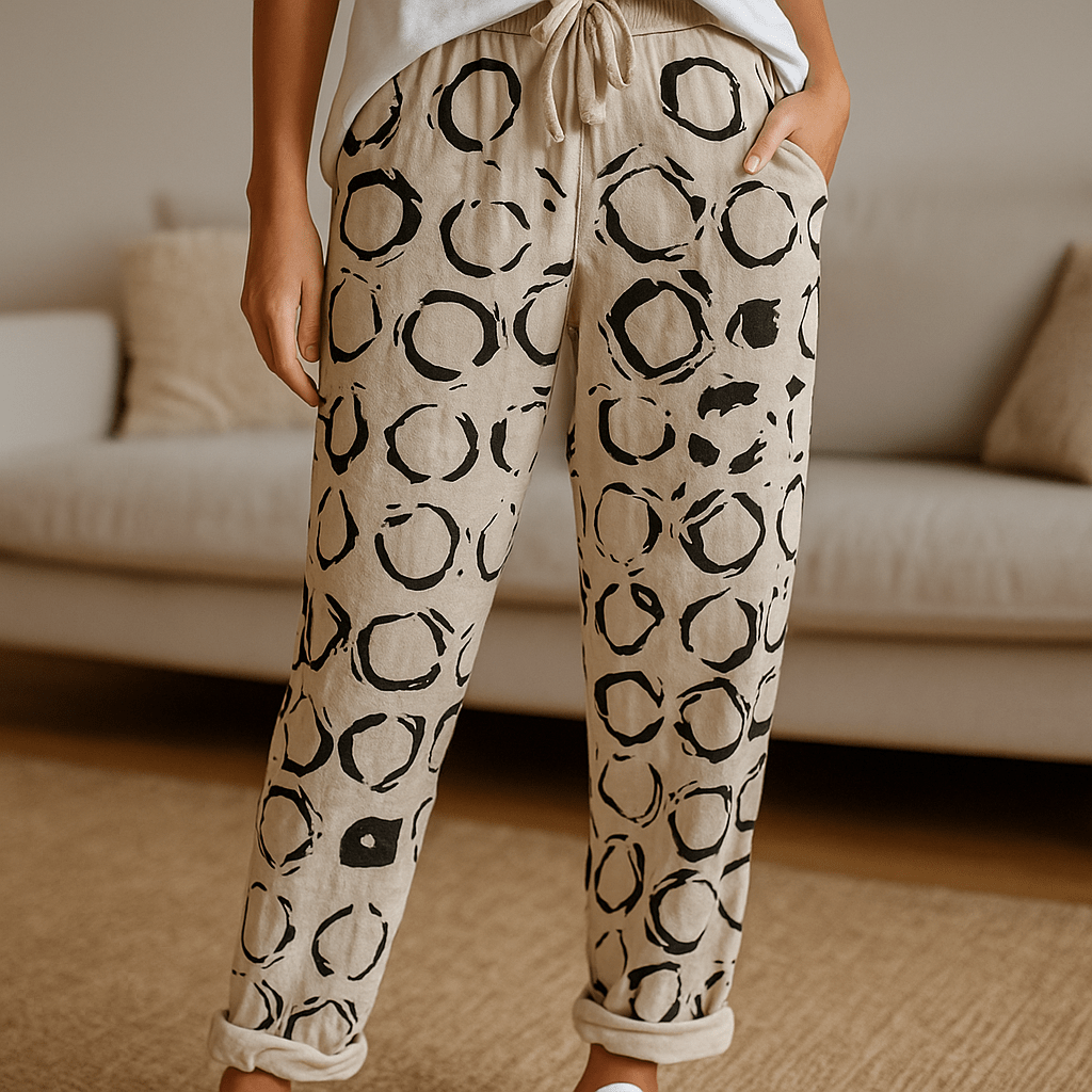 Women’s Linen Pants with Floral and Butterfly Pattern