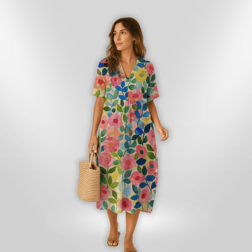 Floral summer dress loose breathable cotton