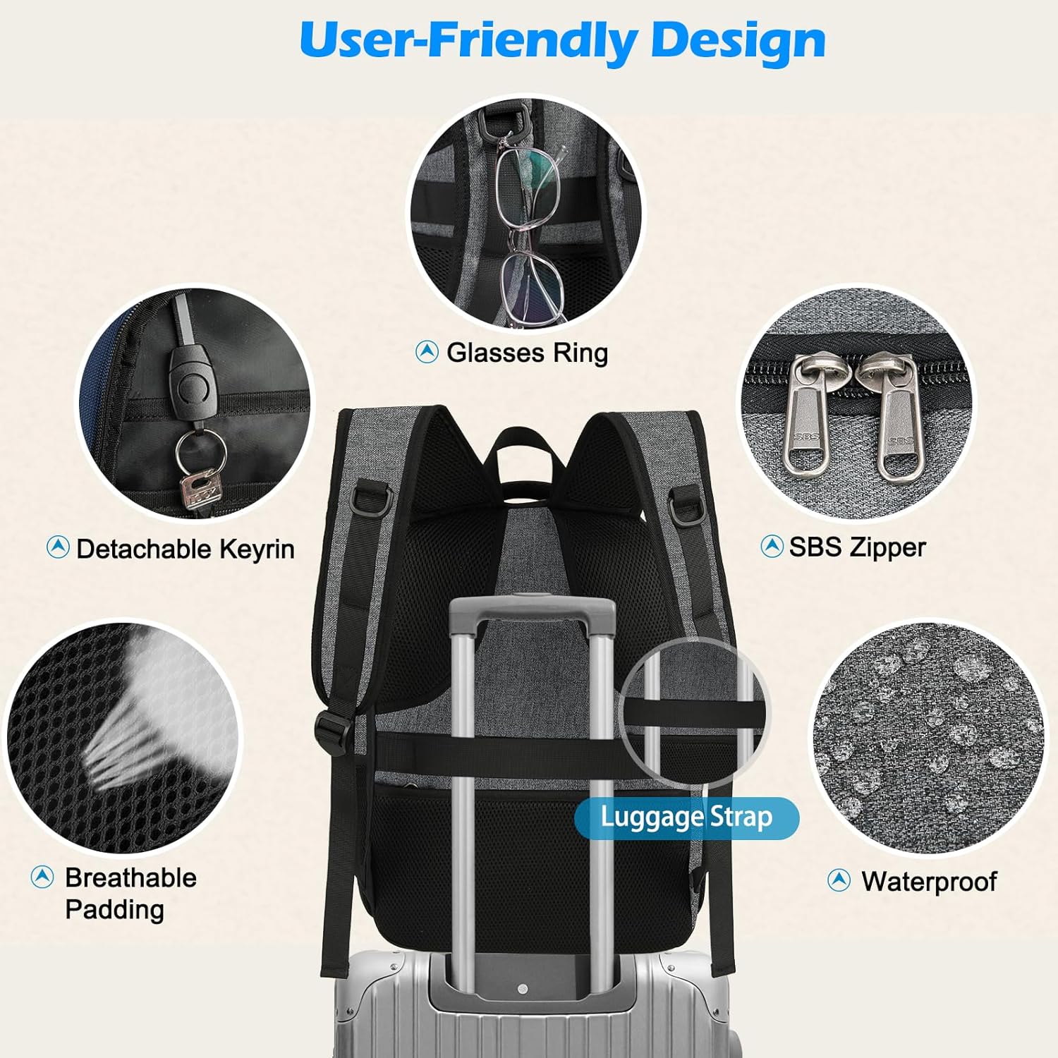 Laptop backpack | Waterproof, USB port, lunch bag