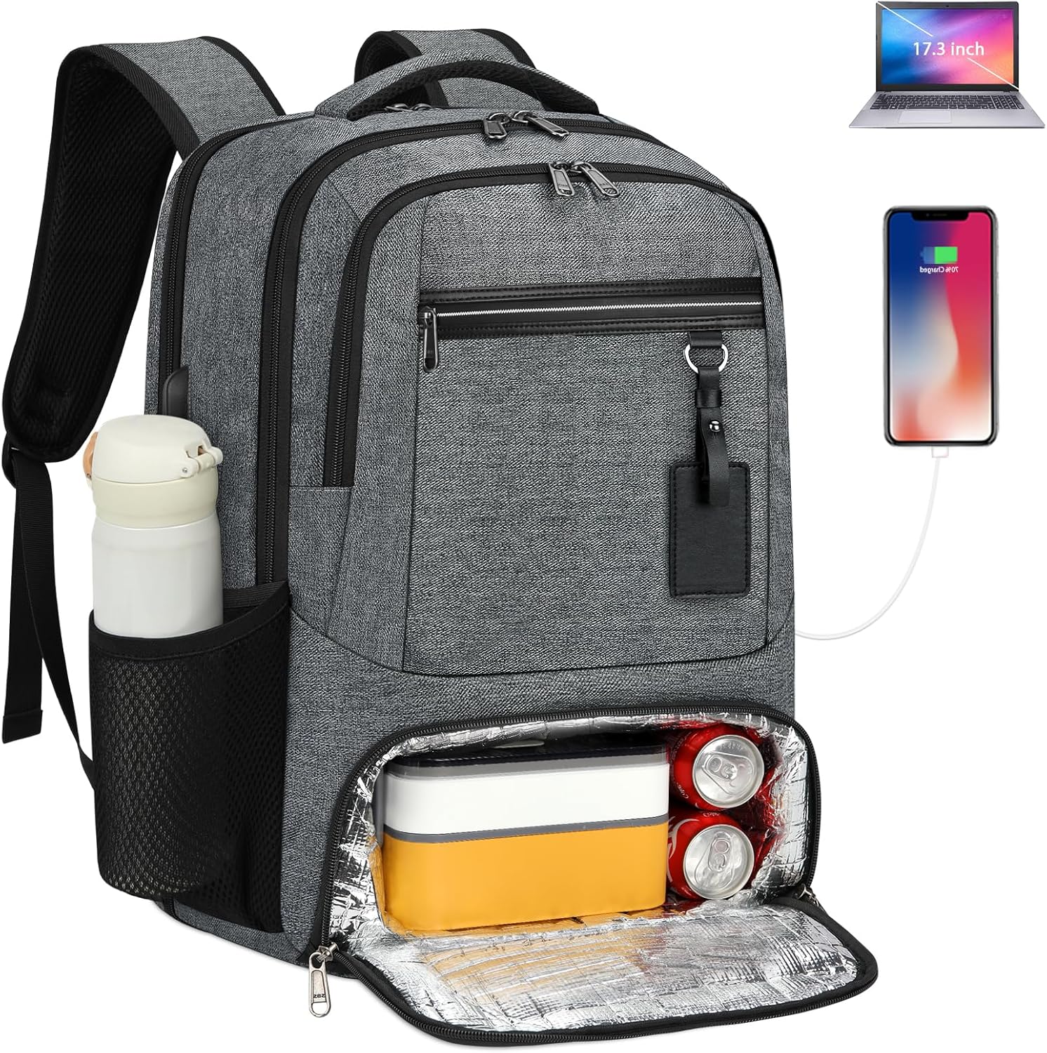 Laptop backpack | Waterproof, USB port, lunch bag
